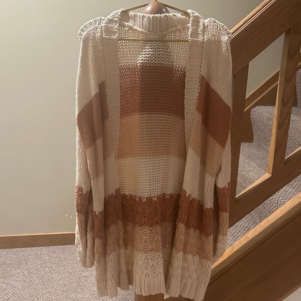 Altar’d Statw Knit Cardigan in Cream and Brown